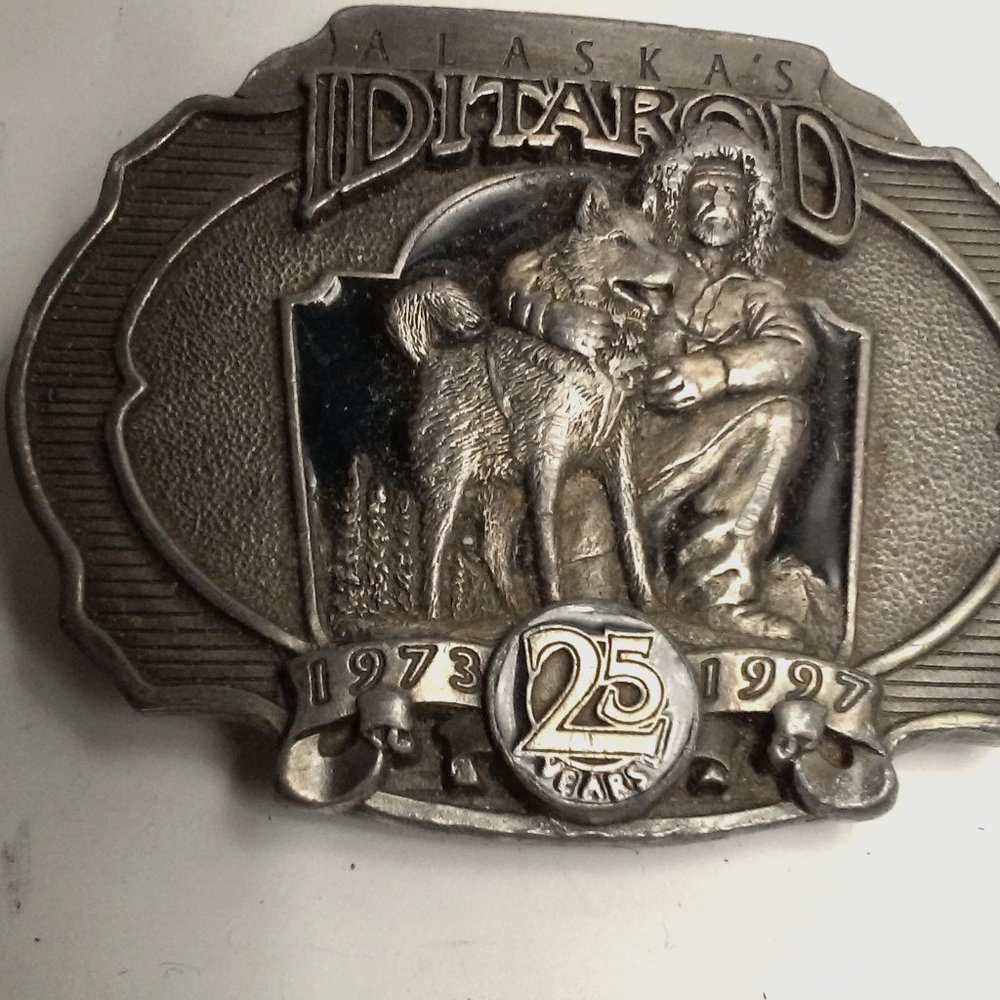 BELT BUCKLE #3937 VINTAGE 1997 ALASKA'S IDITAROD COMMEMORATIVE Eagle On Back